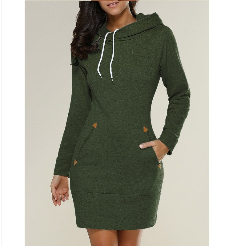 Dropshipping Solid Color Hoodie Dress Women Clothes Plus Size Women's Dresses Casual Dresses