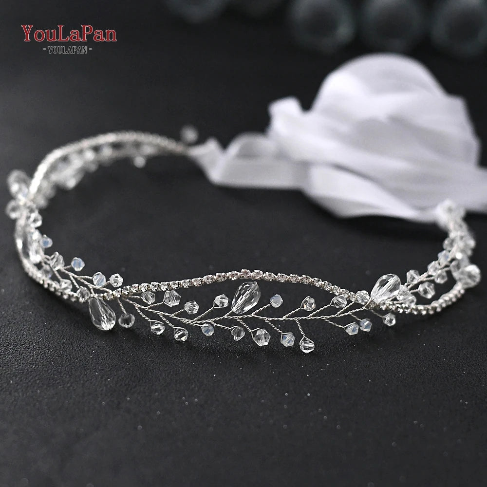 YouLaPan Crystal Belt for Wedding Dress Belt Ivory Flower Wedding Dress Sash Belt Silver Belts for Women Waist Band SH93