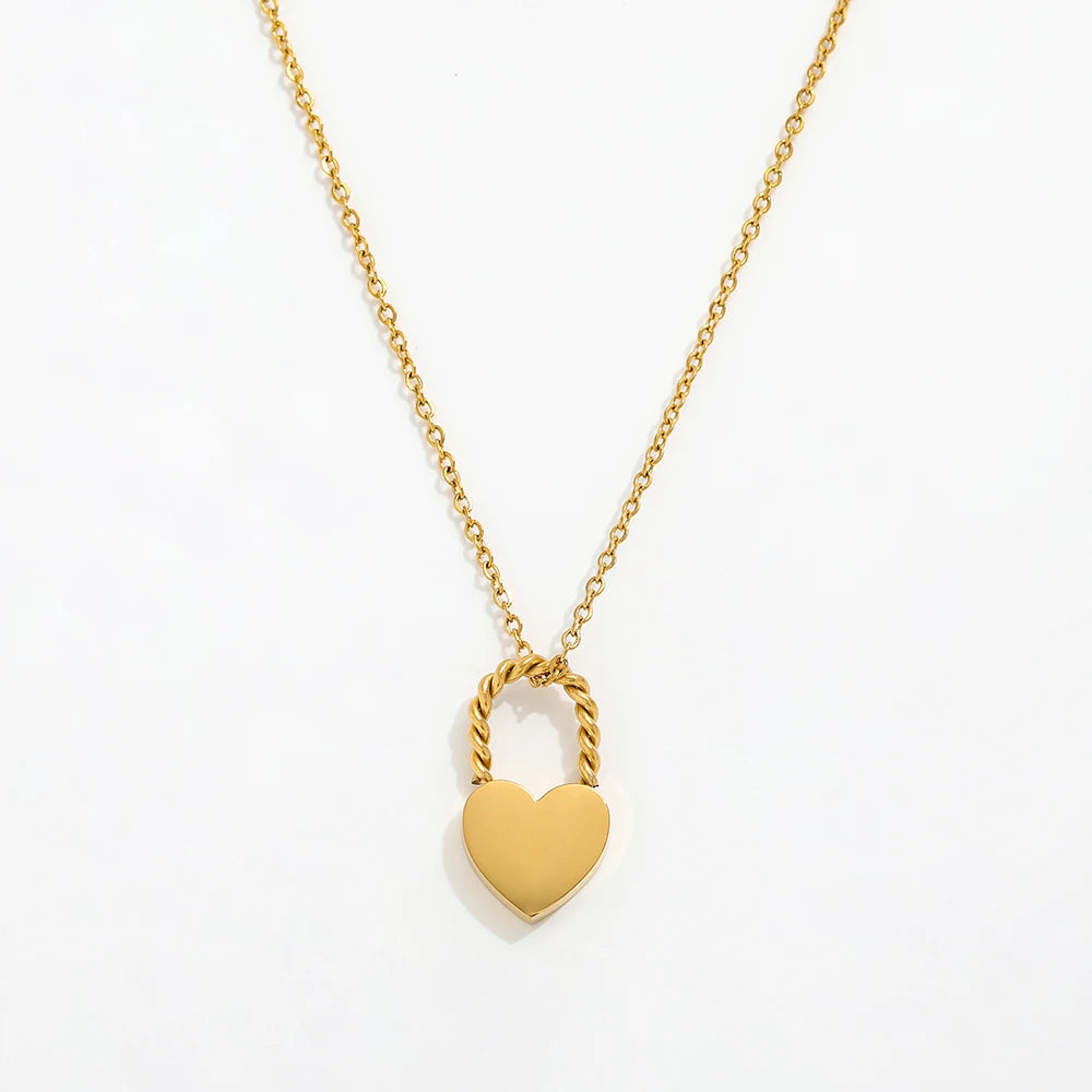 Joolim Jewelry 18K Gold Plated Padlock Pendant Necklace Stylish Stainless Steel Jewelry Gold Jewelry