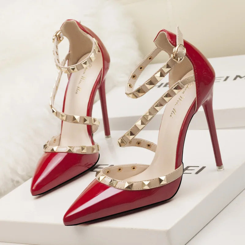 YiXin Women High Heel Shoes 2025 Summer Thin High Heels Pointed Sequined Sexy Ladies High Heel Shoes