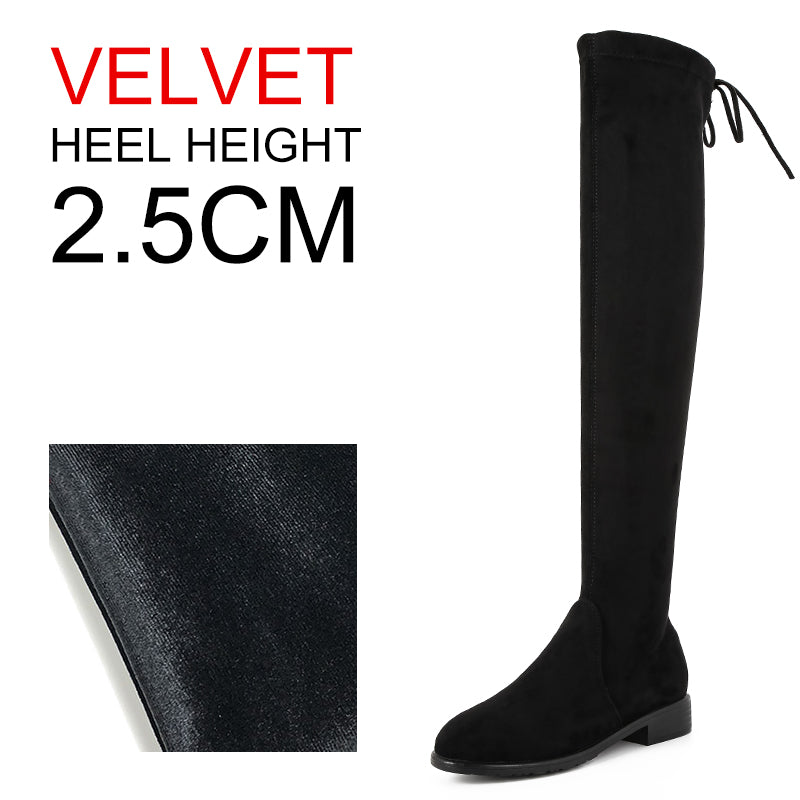 Women's Fashion Long Boot Manufacturers Thigh High Thick Heel Boots Comfort Stretch Suede Knee Boots