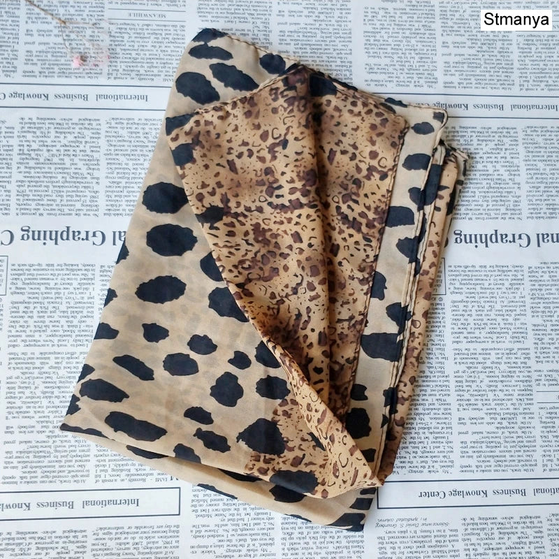 Women Chiffon Scarf 150*45cm Thin Style Scarfs Print Cat Star Leopard Shawls and Scarves Best Party Gift 22009