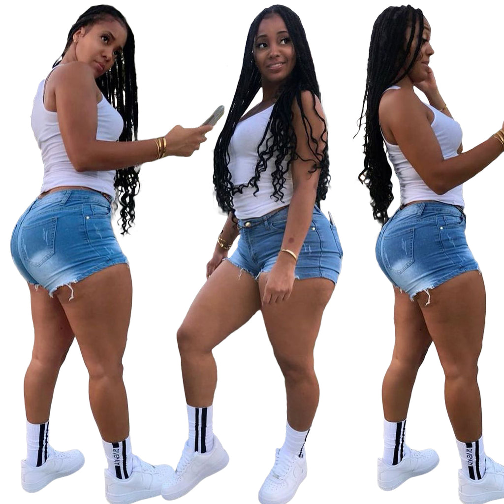YD-X1090 Women Shorts  Washed Plain Jean Shorts Summer Women's Jeans