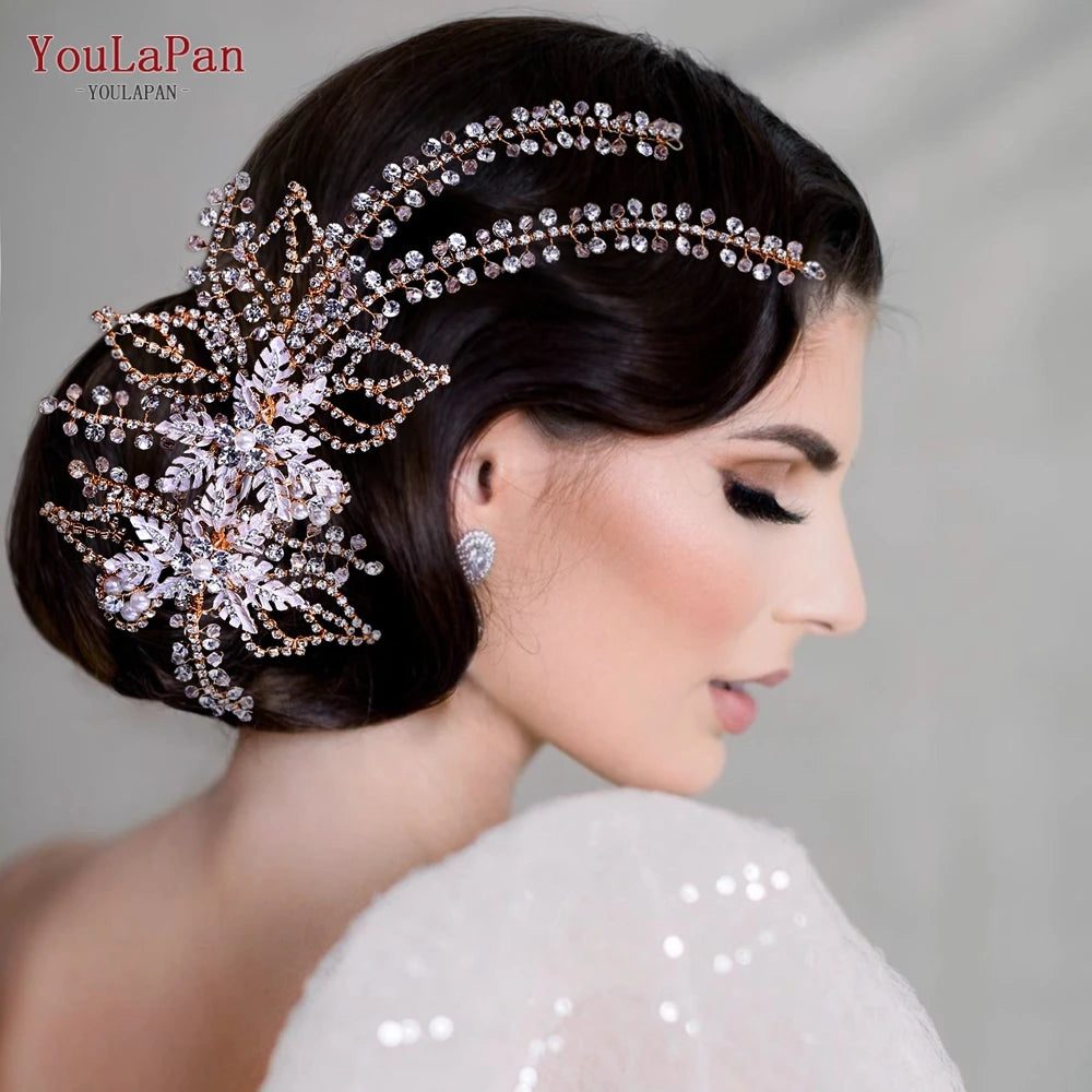 YouLaPan HP254 Wedding Hair Accessories Bridal Delicate Wire Headband Women Headpiece Bridal Handmade Crystal Hair Accessories