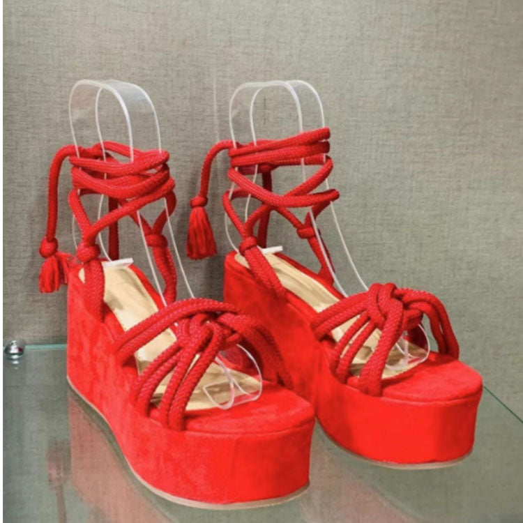 Hot Sale Rope Sandals  Flat Sandals for Women and Ladies Lace Up Sandals Women