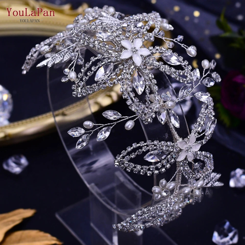 YouLaPan HP254 Wedding Hair Accessories Bridal Delicate Wire Headband Women Headpiece Bridal Handmade Crystal Hair Accessories
