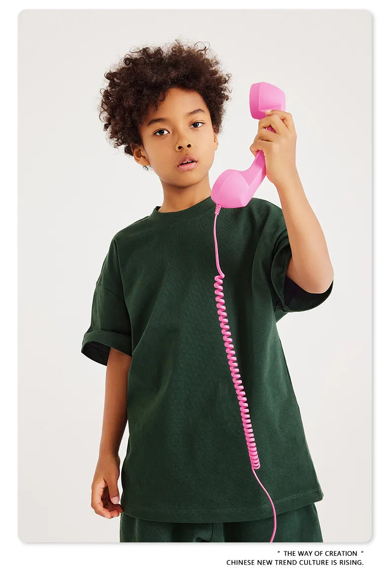 Summer Custom Kids Dropped Shoulders Sleeve T-Shirt Print Cotton Boys T-Shirts Shirts Oversize T Shirt