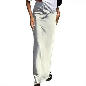 OOTN Fashion Slim High Waist Skirts Women Female Solid Office Long Skirt Spring Summer Elegant Satin Black Trumpet Skirts