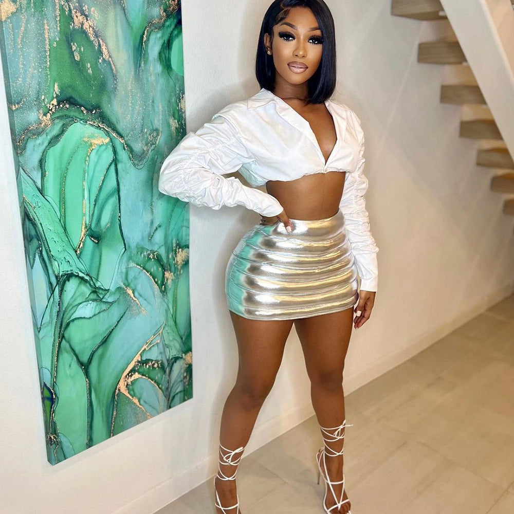 KaiChen 8 Color Silver Bubble Skirt Fashion Beautiful Women Mini Skirts Down Style Short Skirts