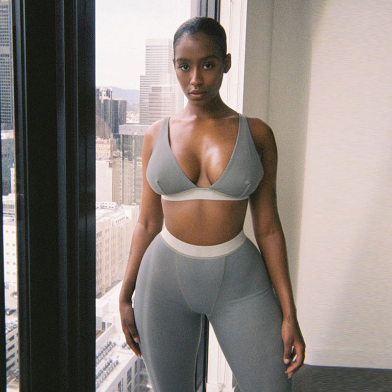 YP Wholesale Cheap Women Workout Sets Spring Two Piece Outfits Tank Crop Top Sports Gym Yoga Set Activewear Seamless Yoga Set