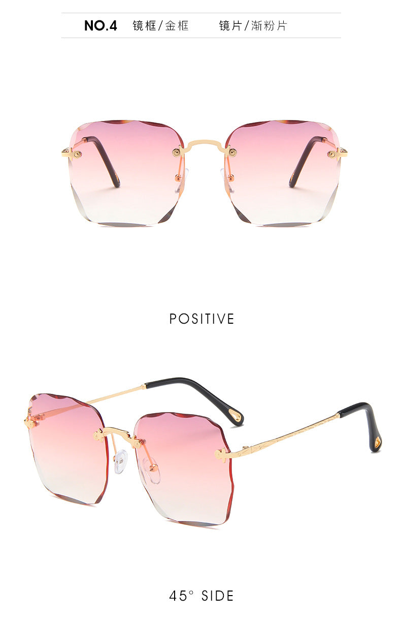 2021 Fashion Luxury Polarized Custom Sunglasses Retro Vintage Tinted Rimless Sunglasses Big Frame Sunglasses
