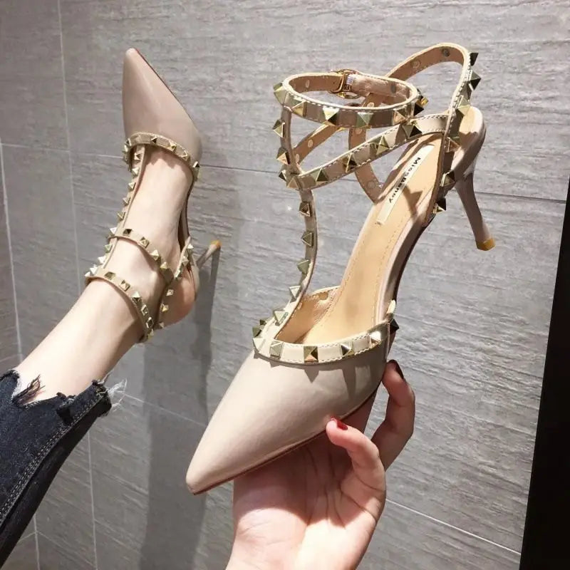 YiXin Sandals Heels Ladies Women Shoes 2025 Pointed High Heel New Summer Sexy Fashion Sandals High Heels