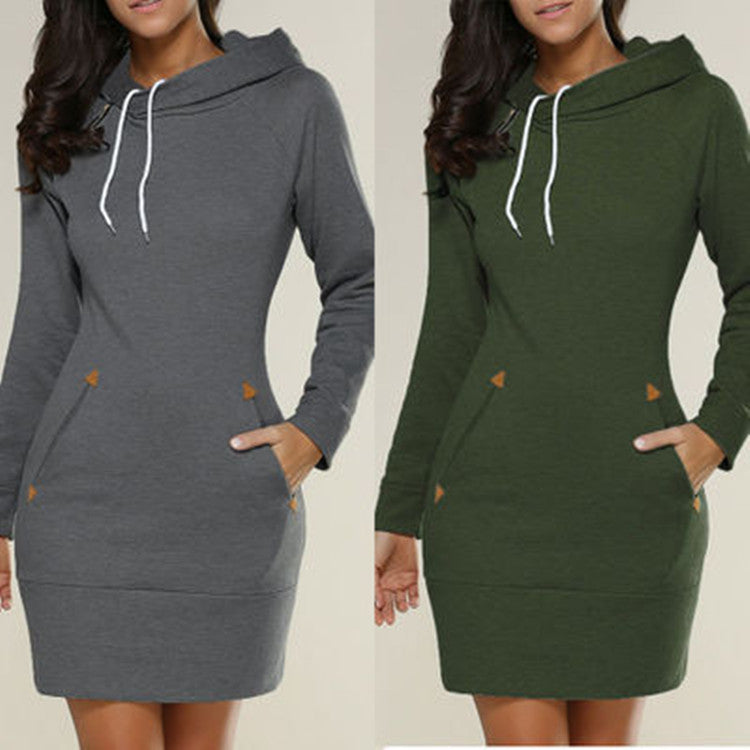 Dropshipping Solid Color Hoodie Dress Women Clothes Plus Size Women's Dresses Casual Dresses