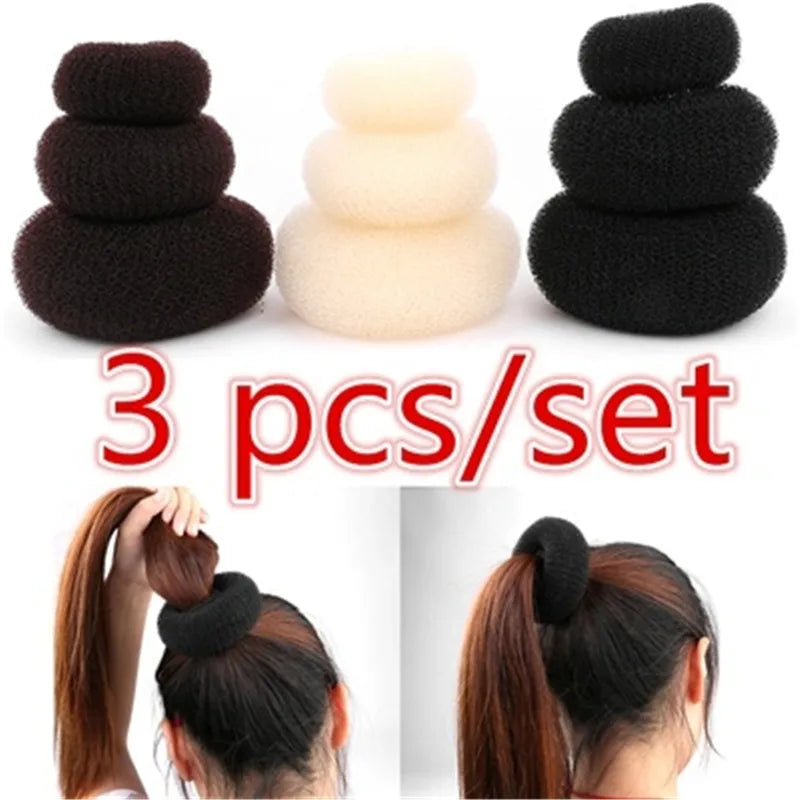 3Pcs Size S/M/L Women Lady Donut Hair Ring Bun Accessories Styling Tool Hair Accessories