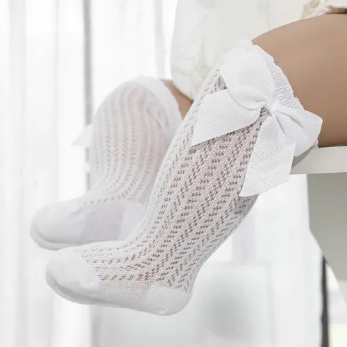 Lawadka Baby Girl Socks Toddler Baby Bow Cotton Summer Mesh Baby Knee Socks Newborn Infant Non-Slip Long Baby Boys Socks 0-2t