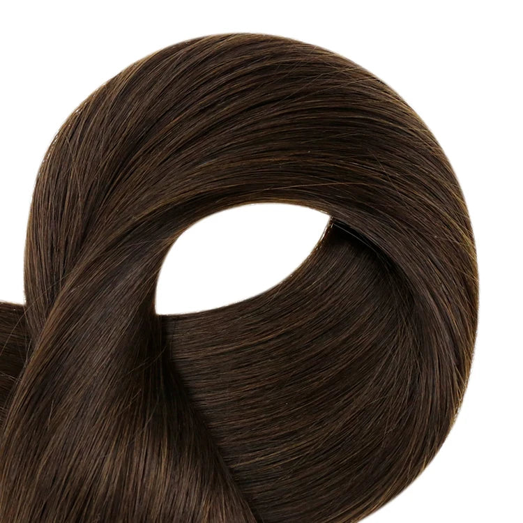 Full Shine Straight Hair Darkest Brown  Human Hair Extensions Virgin Machine Weft Hair Extensions(#2)