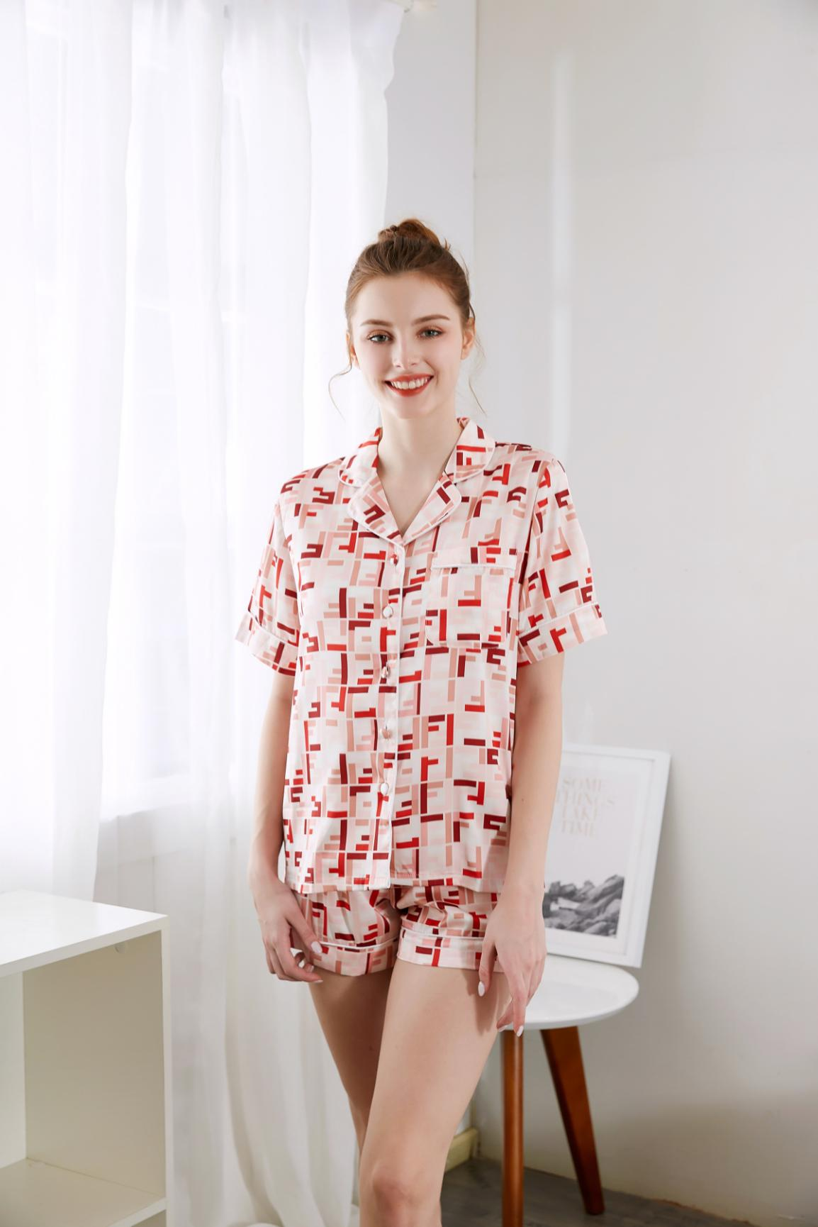 Cute New Summer Satin Modal Pajamas Headband Pajama Satin Sleep Wear Pajama