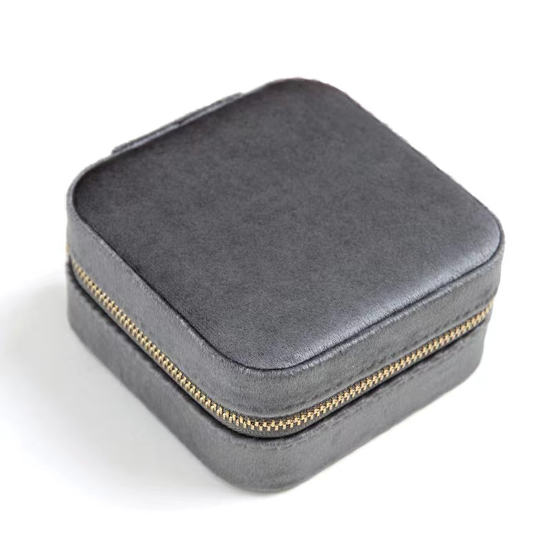 Travel Jewelry Box Ladies Velvet Jewelry Storage Box Zipper Travel Jewelry Organizer