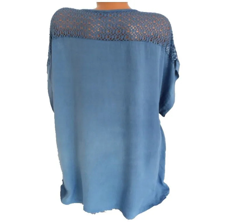 2xl Blouses Ladies New Fashion Women Sheer Sleeve Embroidery Top Blouse Lace Crochet Chiffon Shirt Unique Blouses for Women