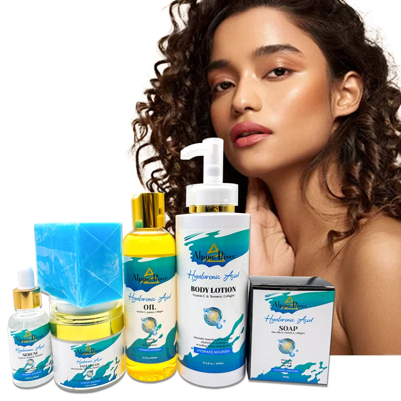 Private Label 5pcs Skin Care Products Turmeric Collagen Anti-Aging Face & Body Skin Whitening Cleansing Soap Skin Care Set