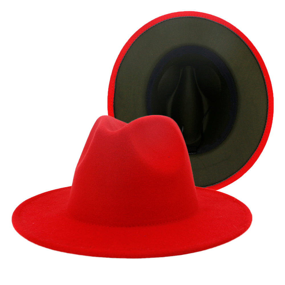 Fedora Hats Women Wholesale Felt Fedora Hats for Men Two Tone Hat Different Color Brim Fedora