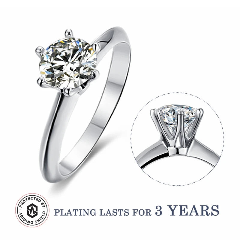 Abiding Jewelry Engagement Moissanite Diamond Jewellery Wholesale 925 Sterling Silver 1 Carat Women Moissanite Ring