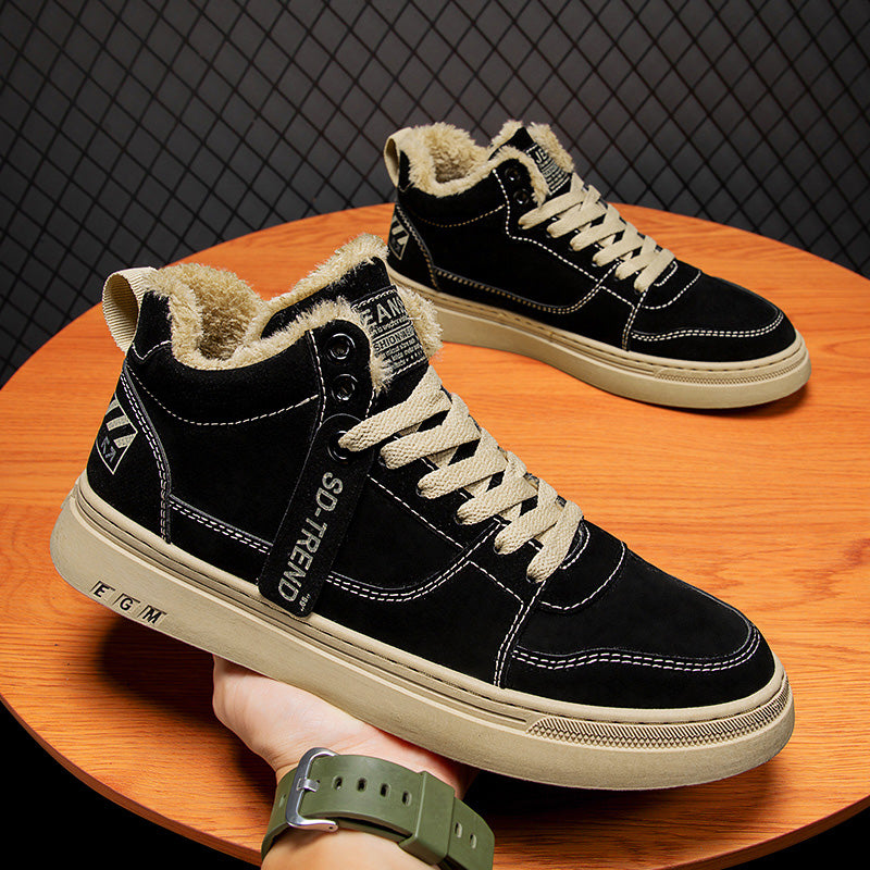 Autumn Winter Men's Rubber Snow Boots Warm Working Lace Up Boot Shoes