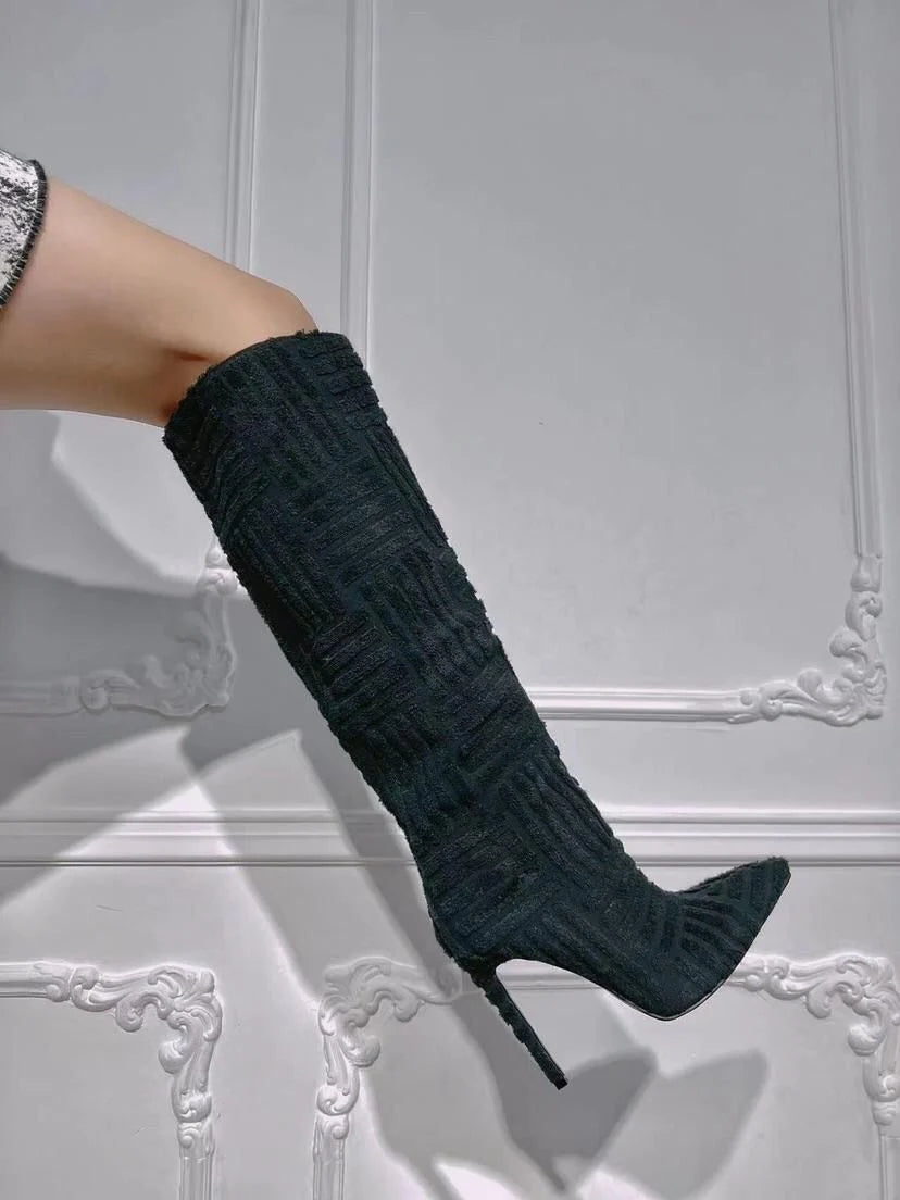 Cowinner Women High Stiletto Heel Boot Knee High Boots