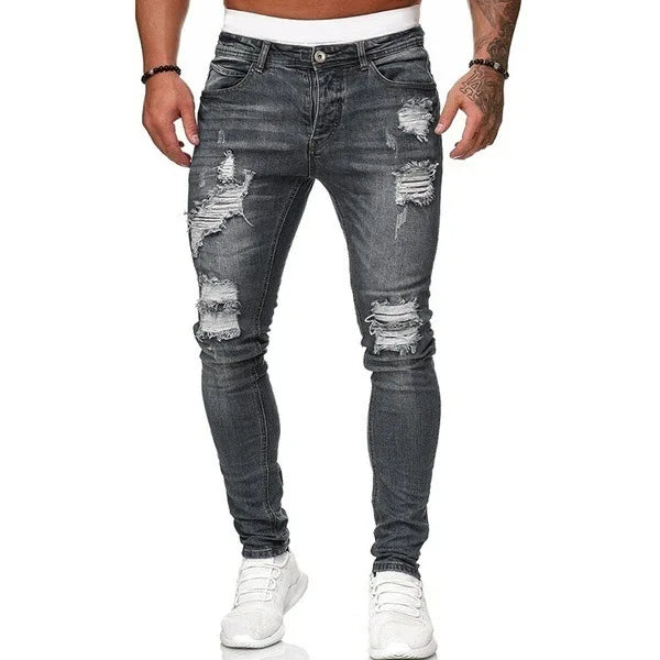 5 Kinds of Style Ripped Jeans Men Skinny Slim Fit Blue Hip Hop Denim Trousers Casual Jeans for Men Jogging Jean