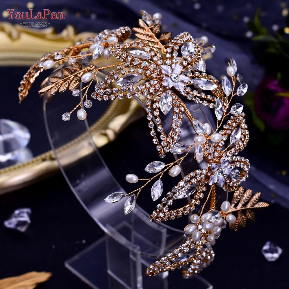 YouLaPan HP254 Wedding Hair Accessories Bridal Delicate Wire Headband Women Headpiece Bridal Handmade Crystal Hair Accessories