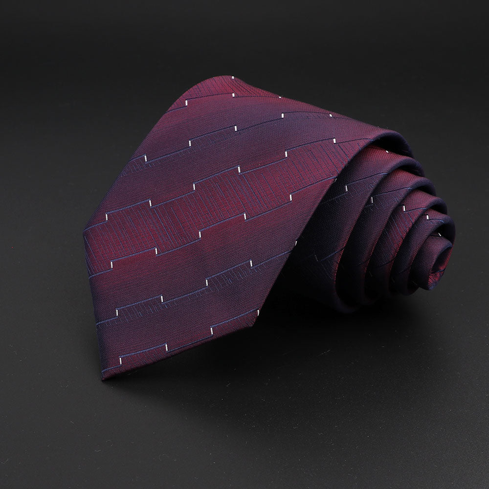 Men's Fashion Neckties Classic Stripe Red Navy Blue Business Formal Wedding Ties Jacquard Woven Solid Tie Polka Dots Neck Ties