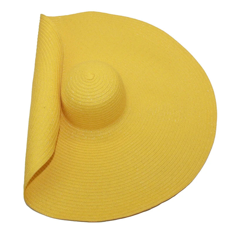 Super Bigger Brim Wide Straw Hats for Women Foldable Paper Beach Hat Summer Sun UV Hats Stage Cap Dropshipping Wholesale
