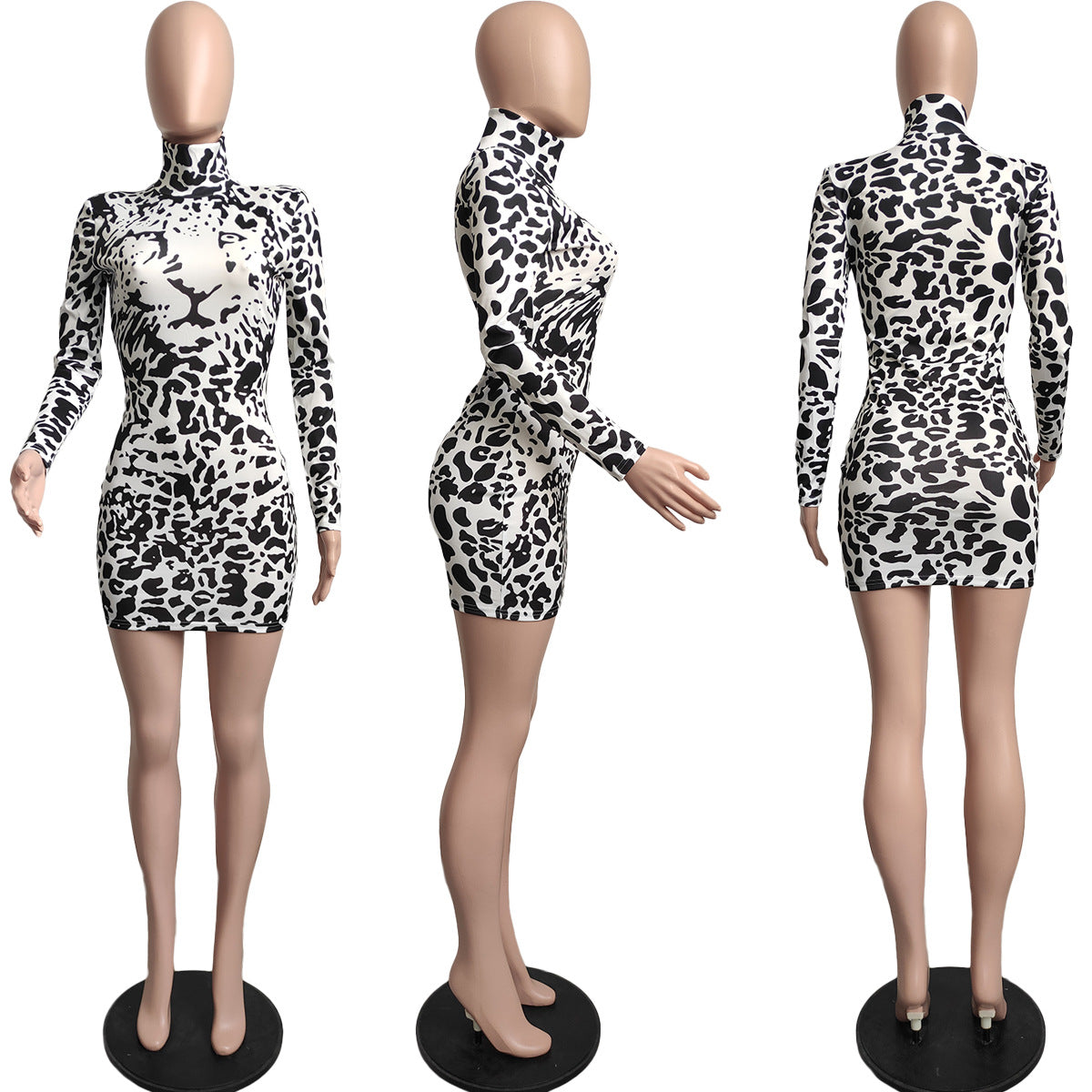 Leopard Sexy Long Sleeve Dress Women's Dresses With Bodycon Buttocks Party Wear Dresses for Women