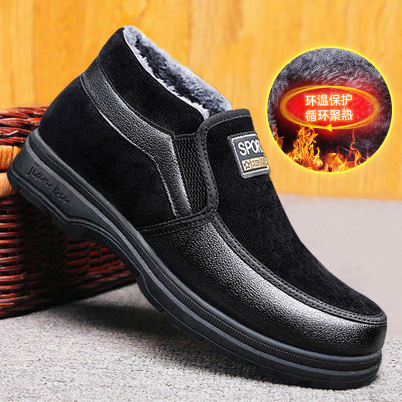 Boots Leather Men Black Leather Boots With Fur Men'S Boots Safety Shoes