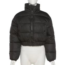 Fashion Black Bubble Coat Women's Cropped Jackets & Coats Warm Winter Clothes