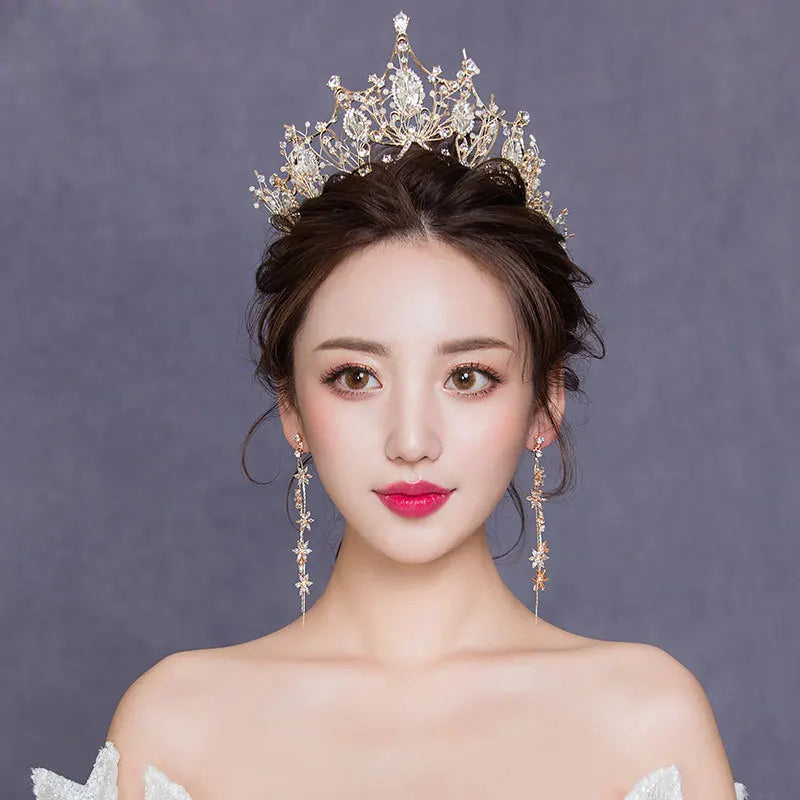 Baroque Vintage Costume Bridal Jewelry Sets Rhinestone Crystal Tiaras Crown Earrings Necklace Wedding Bride Luxury Jewelry Set