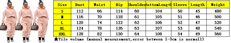 S - 3XL INS Fashion Winter Hoodies Two Piece Tracksuit Casual Womens Fleece Hoodie and Jogger Set - My Store