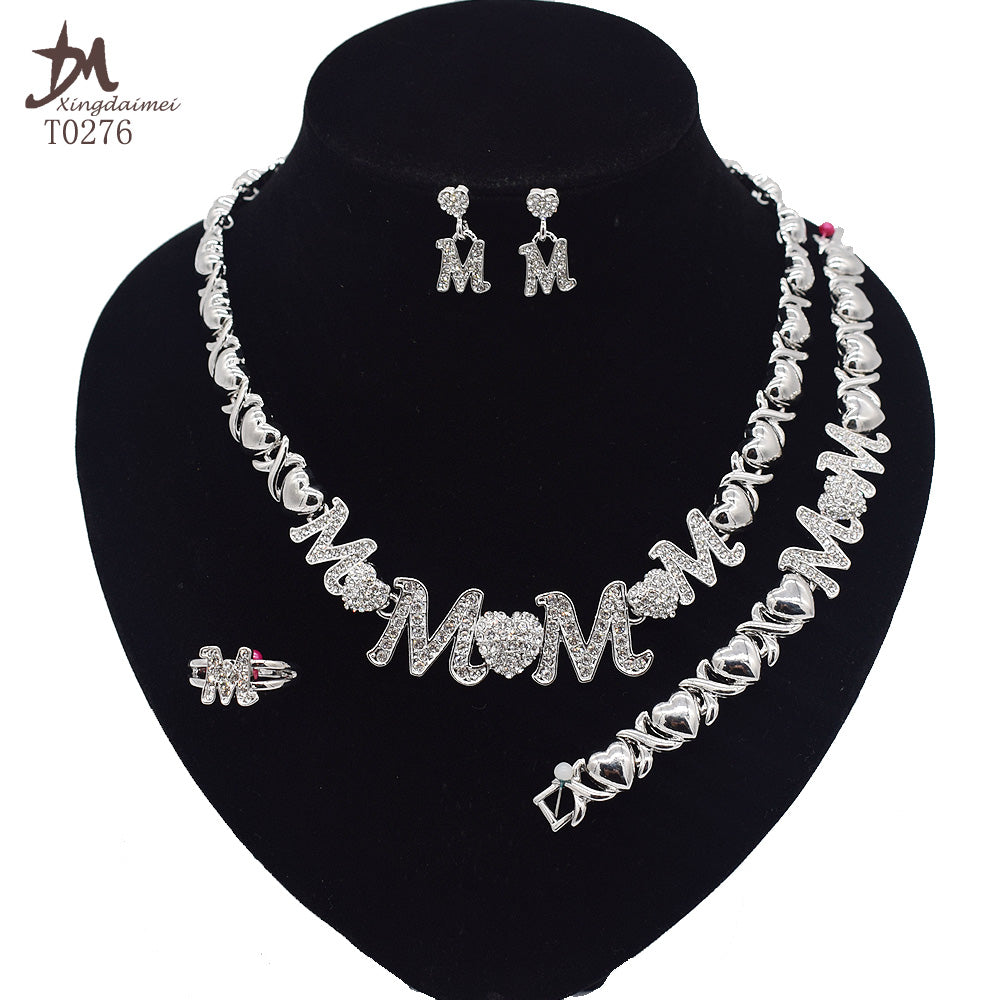 T0245 High Quality 14K Gold Plating Jewelry Women Jewelry Set 14k Gold Plating Diamond XOXO Jewelry Set