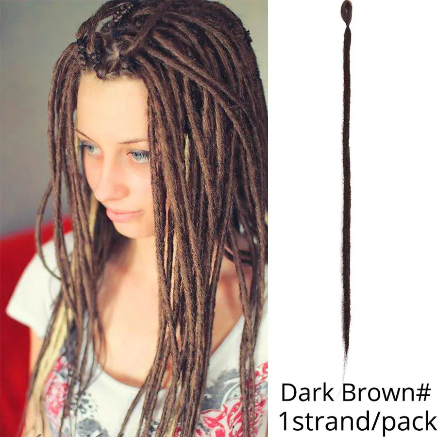Leeons Synthetic Hair Handmade Dreadlocks Hair Extensions Crochet Hair Black Brown 1 Strands Dreadlock for Women and Men 20 Inch