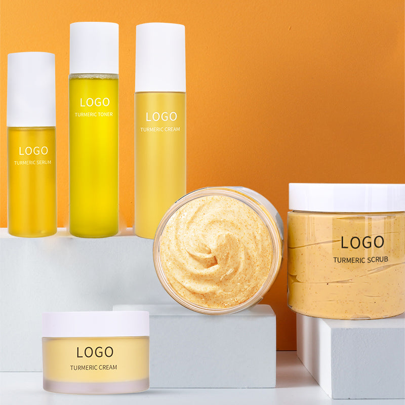 Customize Private Label Skin Care Set Skin Whitening Turmeric Face Set Plants Acne-Aid Skin Care 7 Pcs Gift Set