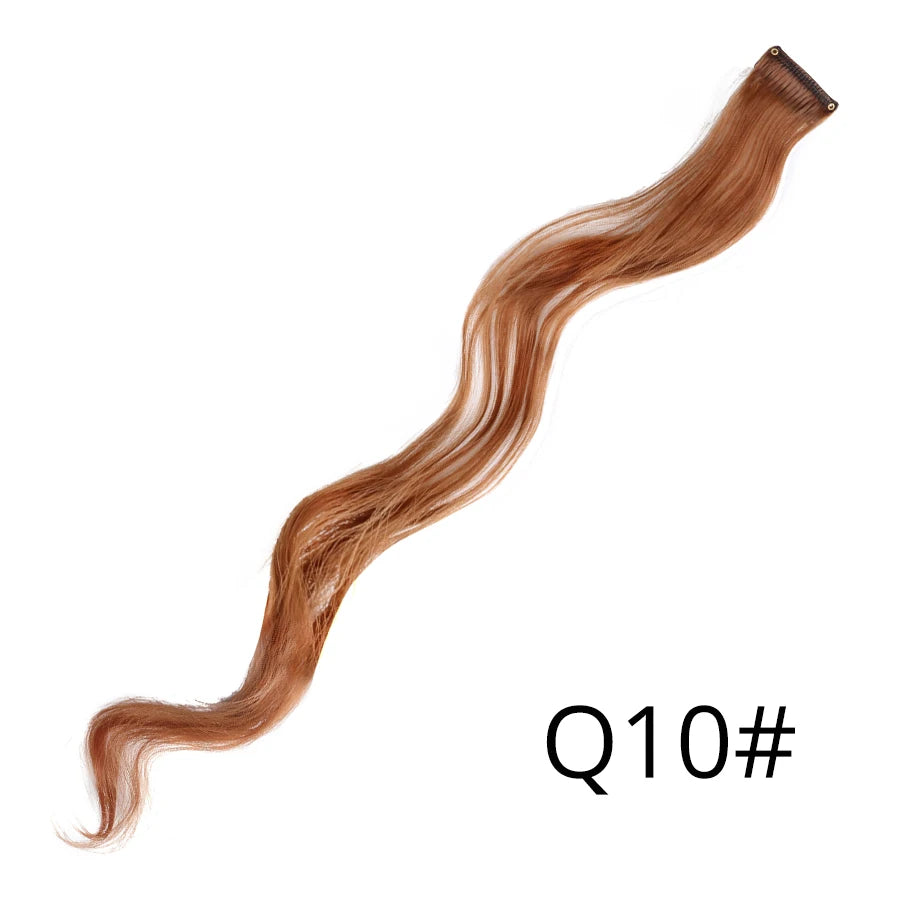 Party Hair Extensions Body Wave Ombre Hairpiece Synthetic Fiber Straight Strands Hair on Hairpins Rainbow Blend in Your Hair