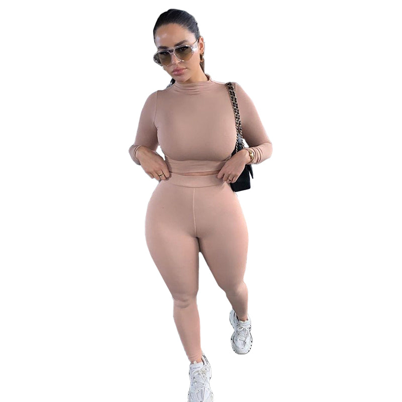 Solid Color Joggers Yoga Set Fitness Womens Activewear Plus Size Workout Clothing Sport Long Sleeve Active Wear Set