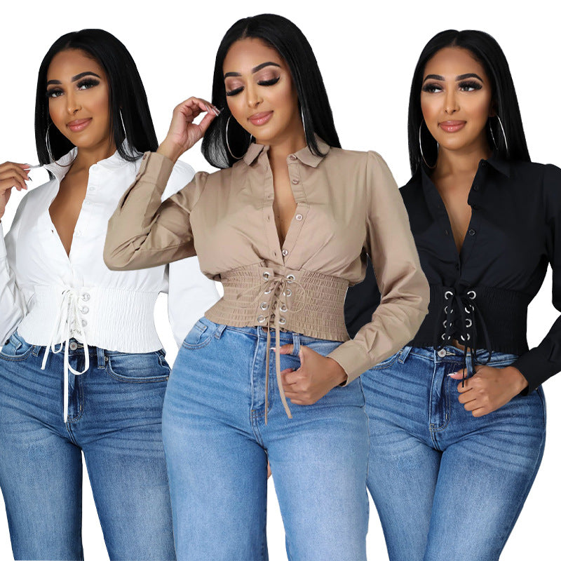 TG040 Short Long-Sleeved Blouse Women Sexy Women Shirts 2022 Spring Women's Blouses & Shirts