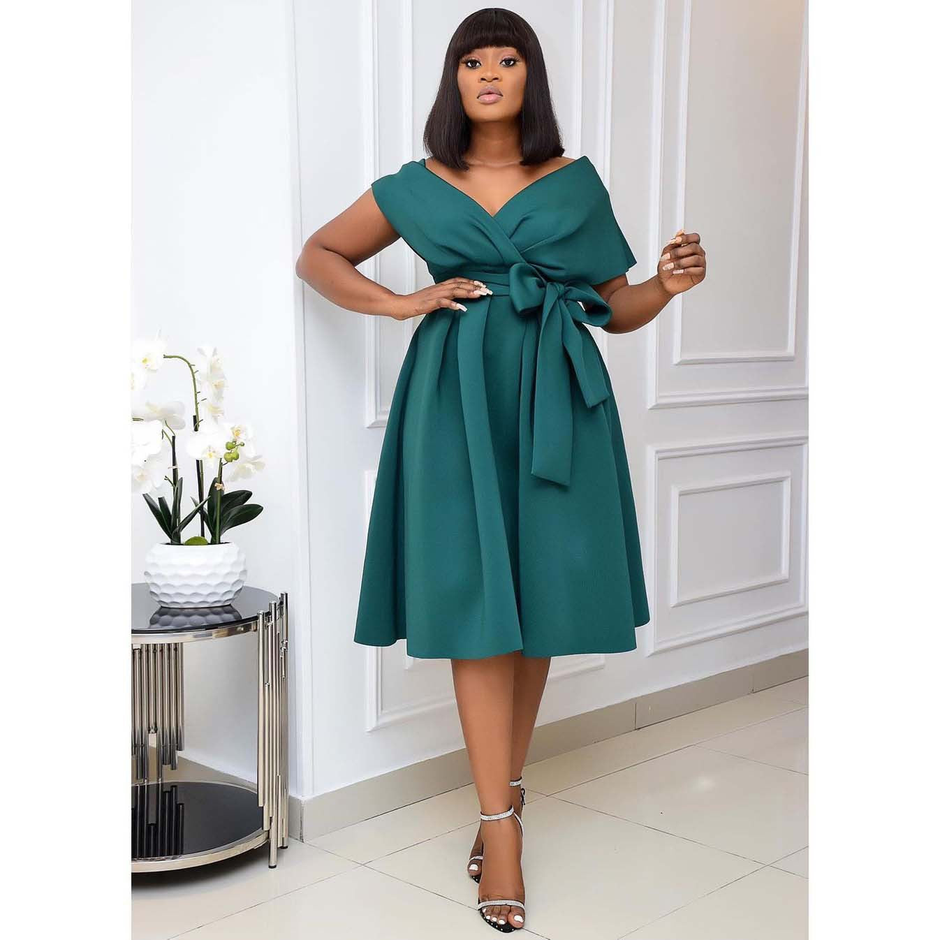 Fashion African Womens Dresses Off Shoulder Plus Size Dress Evening Dinner Dresses