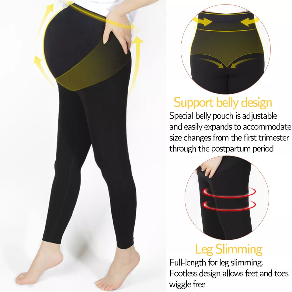 High Waist Pregnancy Leggings Skinny Maternity Clothes for Pregnant Women Belly Support Knitted Leggins Body Shaper Trousers