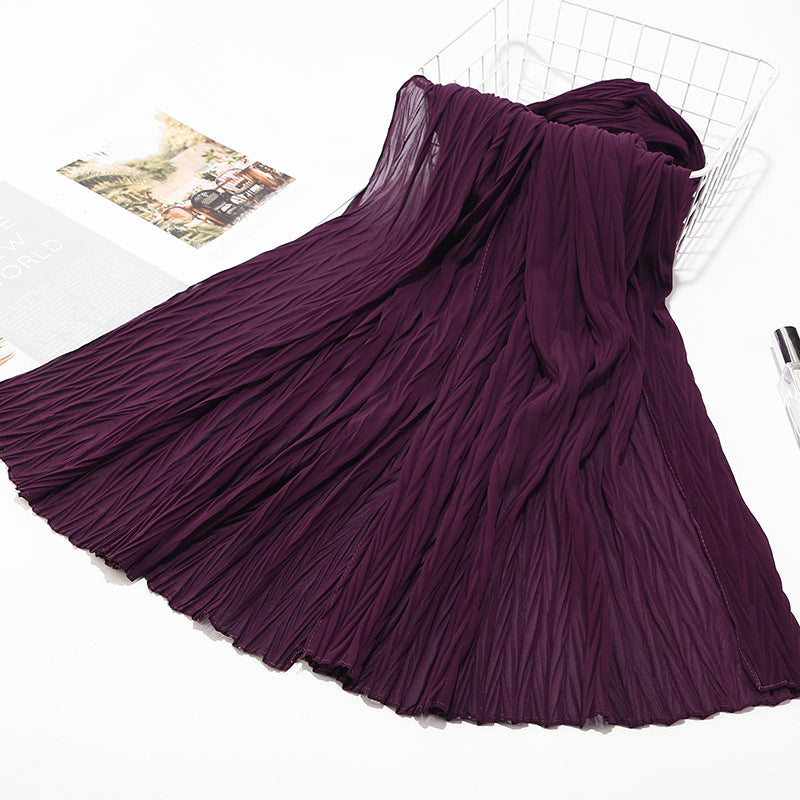 Inner Hijab Under Scarf Long Dubai Pleated Chiffon Hijabs Scarfs 2020 Scarves Muslim