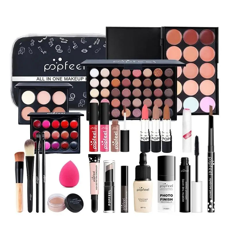 20 Styles Makeup Set Eyeshadow Lipstick Eyebrow Pencil Lip Gloss Makeup Brush Powder Nail Polish With Makeup Bag Cosmetics Kit - My Store