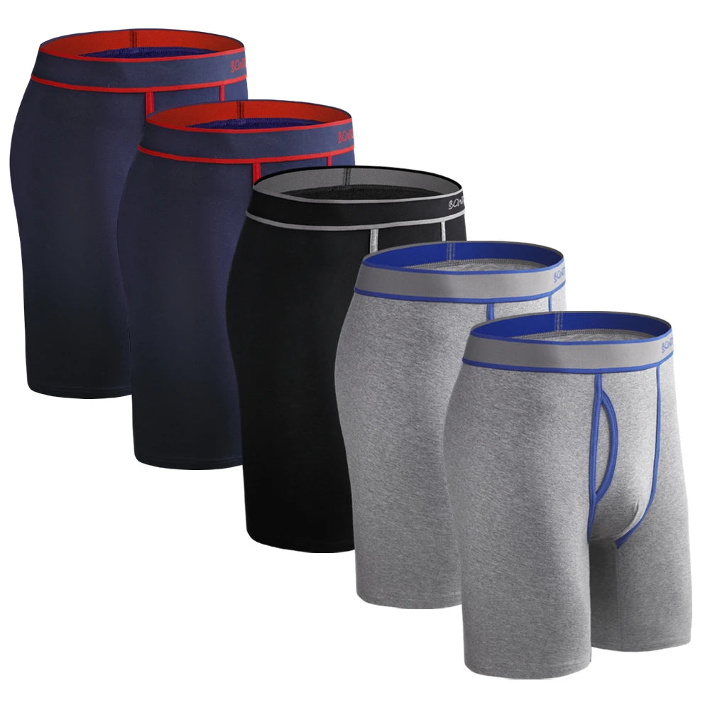 5pcs Long Boxer Mens Boxer Shorts Men Underwear Cotton Brand for Mens Underware Boxers Sexy Boxershorts Underpants Under Wear