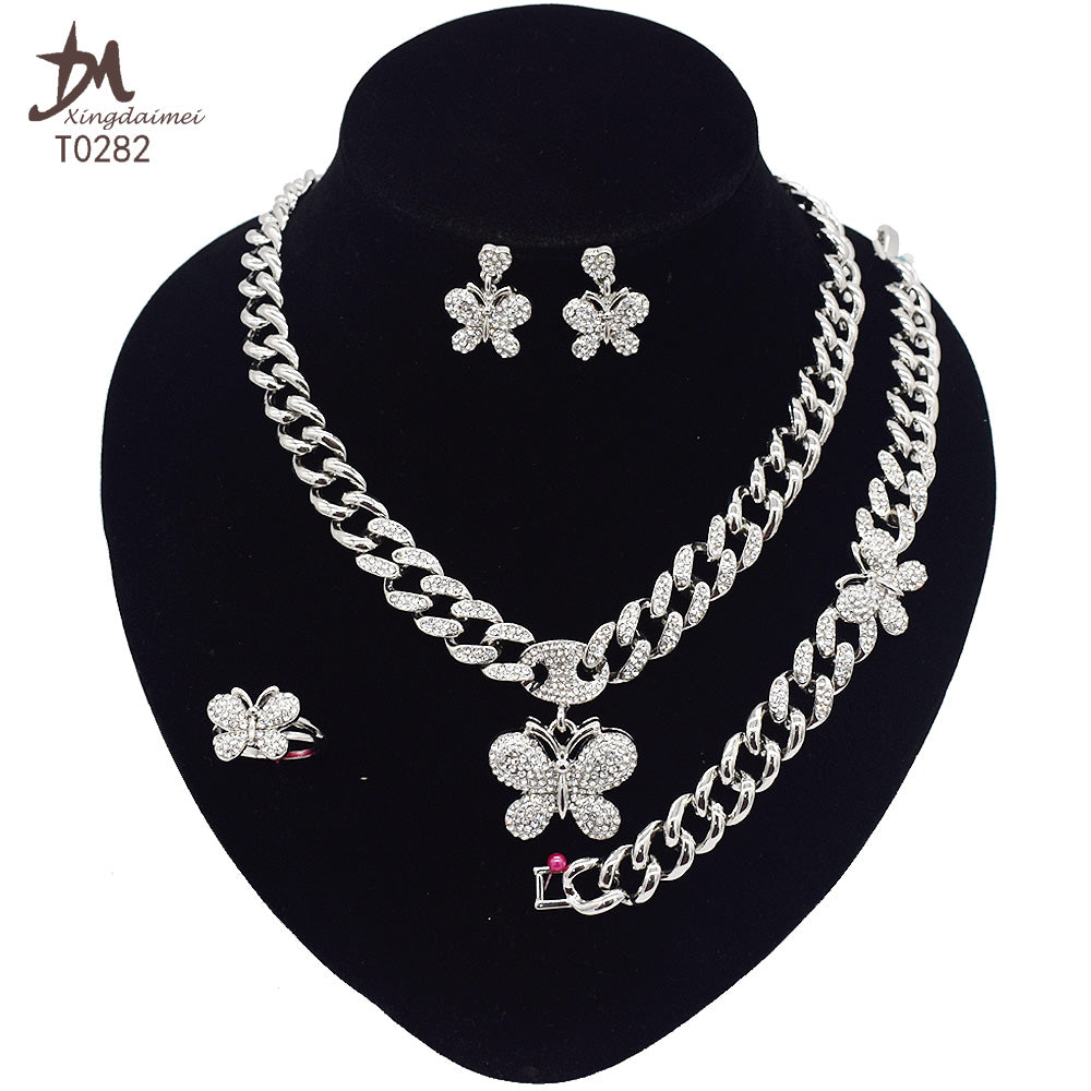 T0245 High Quality 14K Gold Plating Jewelry Women Jewelry Set 14k Gold Plating Diamond XOXO Jewelry Set