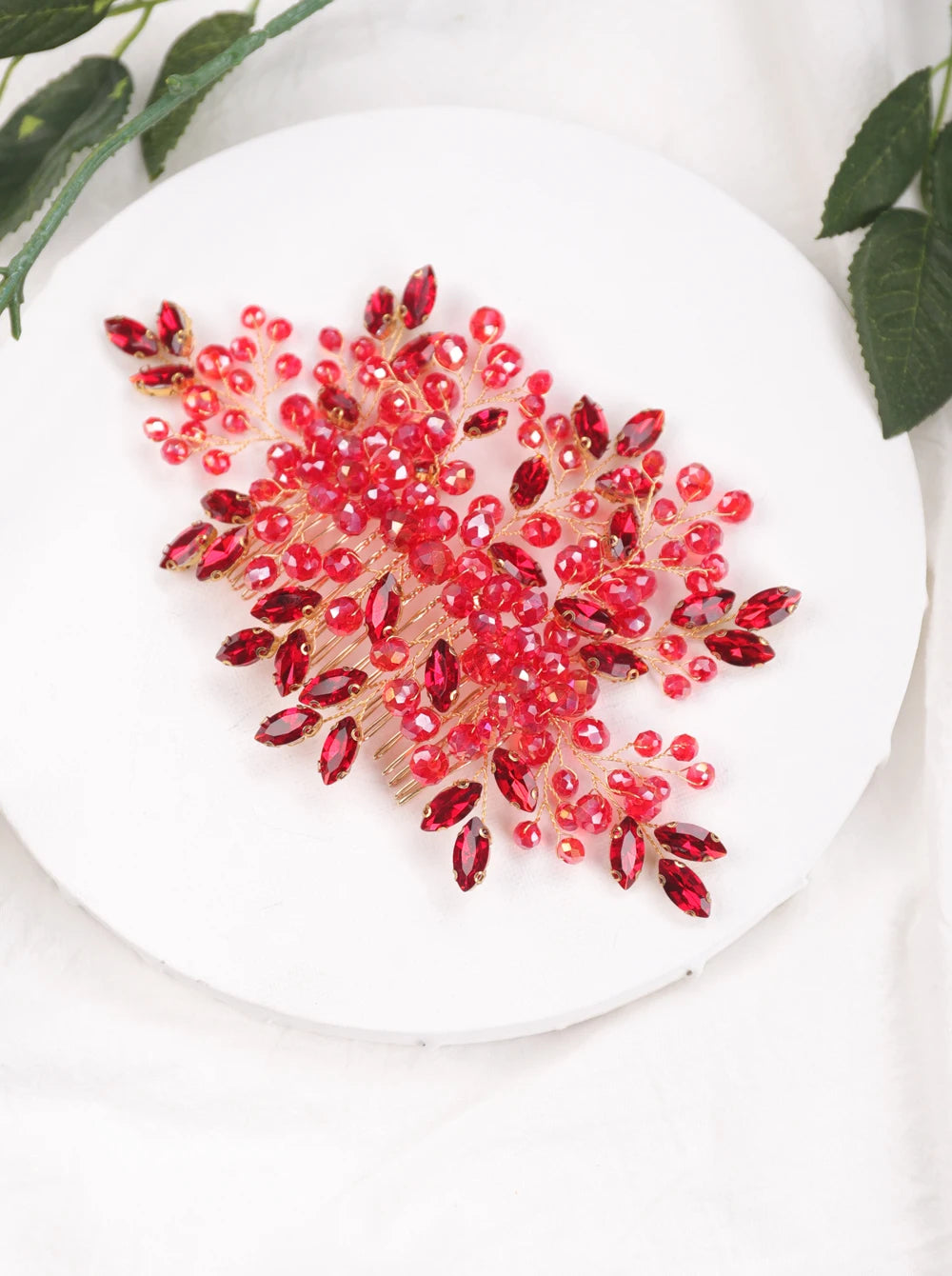 Bohemian Black Red Green Crystal Women Hair Combs Bridal Hair Accessories Wedding Hair Jewelry Head Decoration Hair Ornament